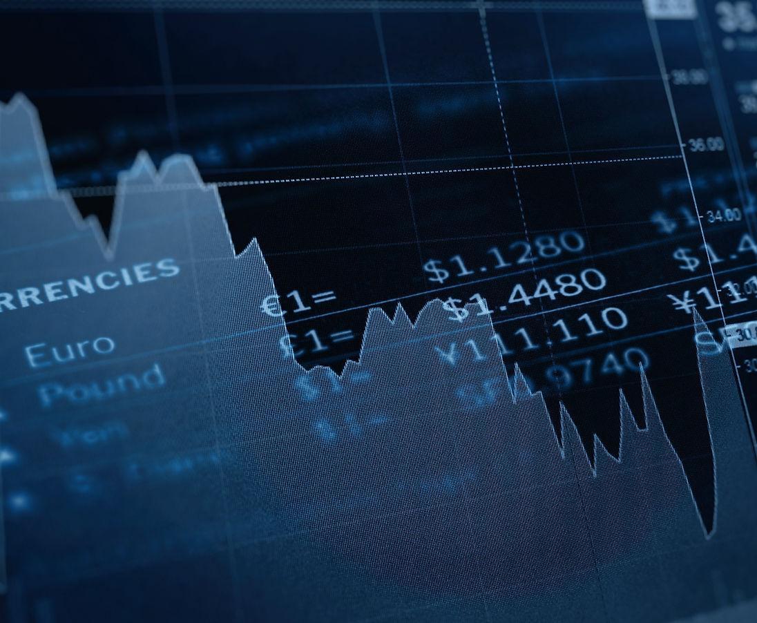 Financial chart with currency data