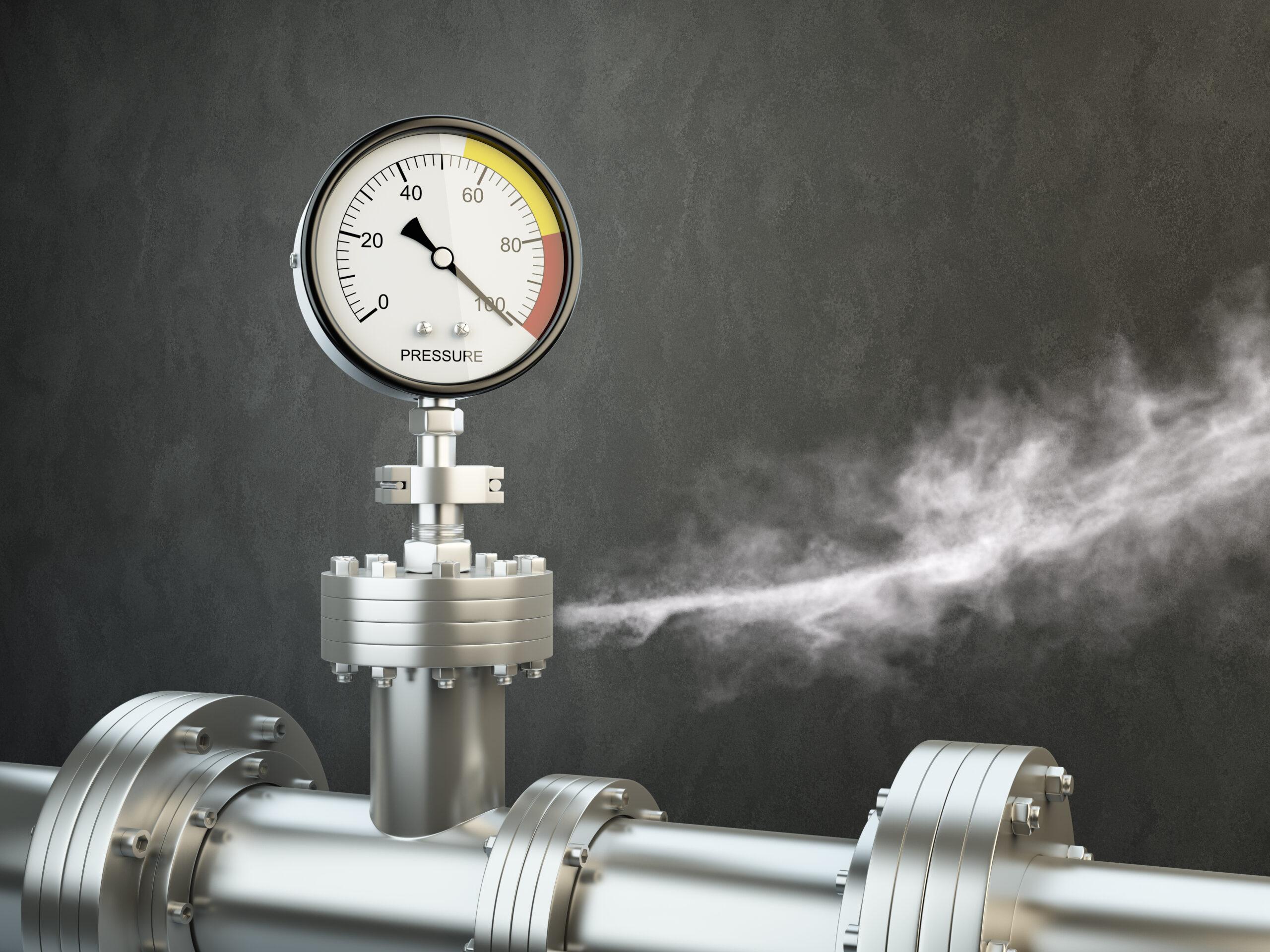 Industrial pressure gauge with steam