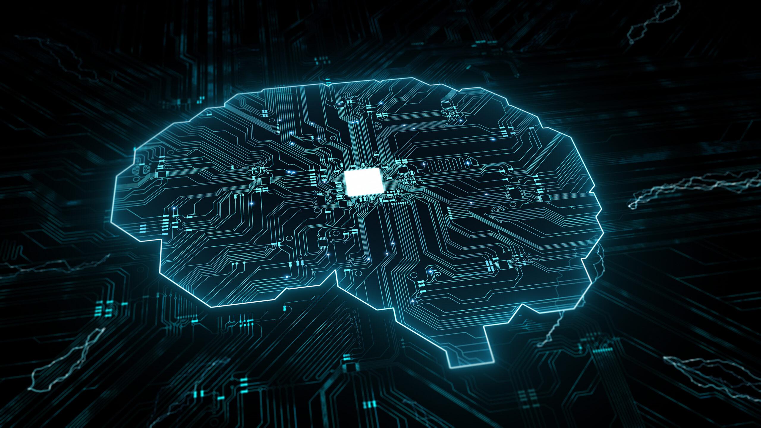 Close-up of circuit board with glowing elements