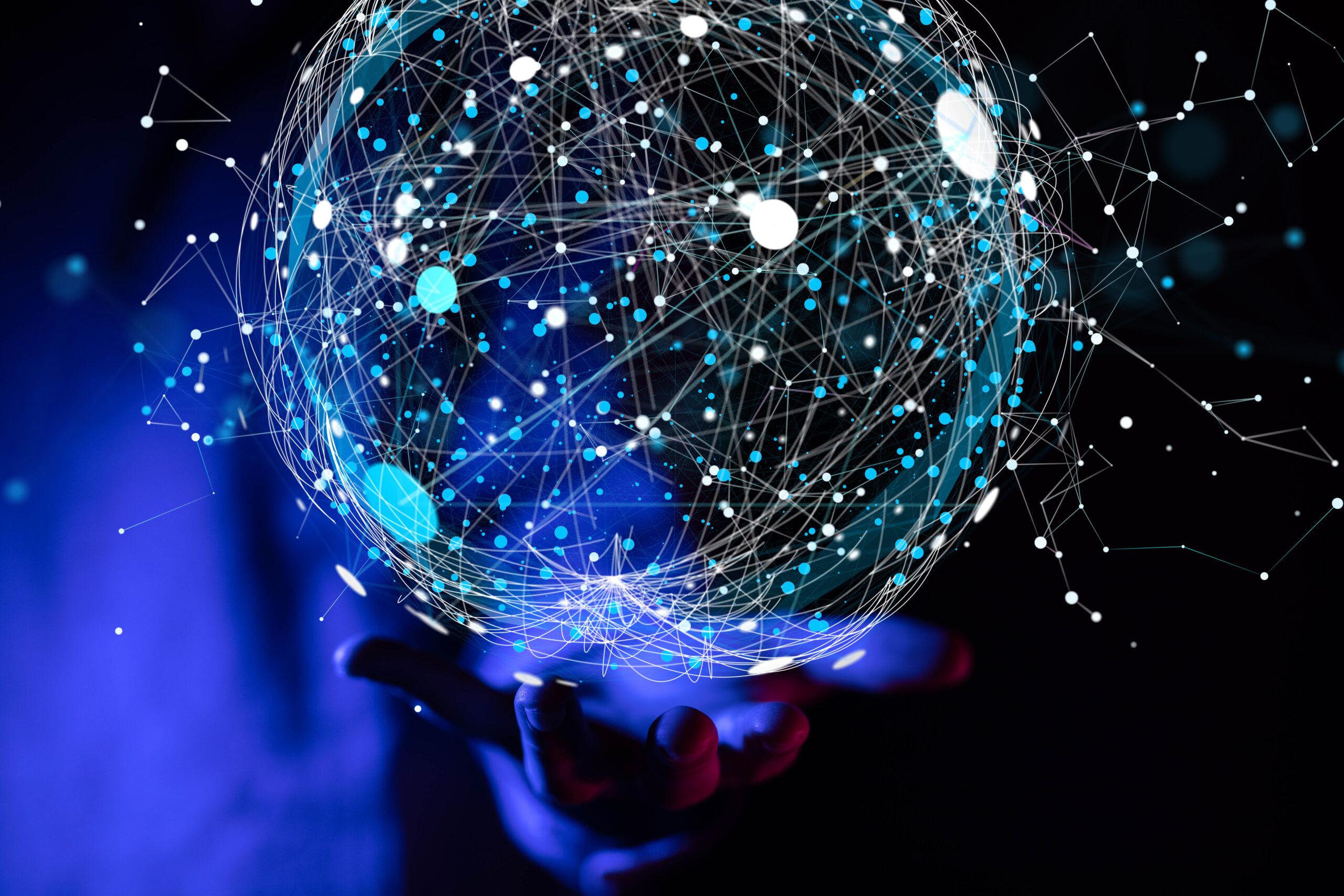 Digital network visualization representing smart grid monitoring